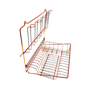 Escorredor de Pratos de Parede Suspenso dobravel Resistente 10 Pratos 5 Copos E Talheres Aço Rose