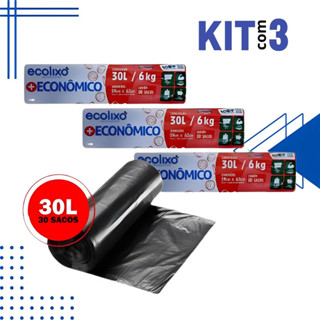 KIT 3 Saco de Lixo 30 Litros 90 Unidades 3 Rolos 30un cada em Oferta na Shopee