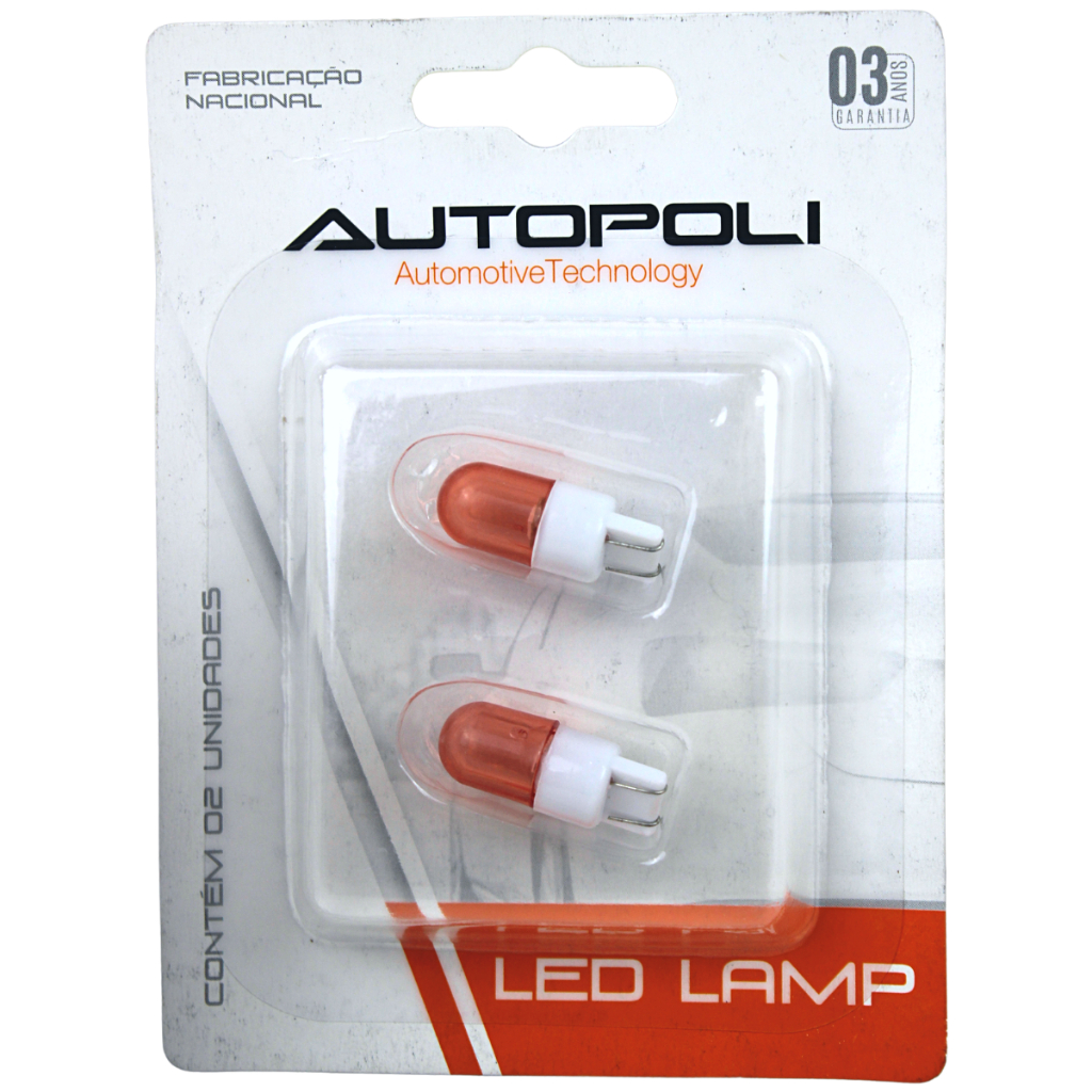 Par de Lâmpadas Led Esmagada Pingão Grande Vermelho 12v 0,9 Watts - Autopoli | Piqueri Autopeças