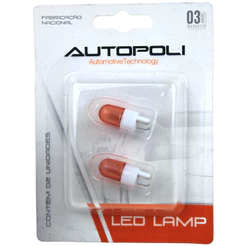 Par de Lâmpadas Led Esmagada Pingão Grande Vermelho 12v 0,9 Watts - Autopoli | Piqueri Autopeças