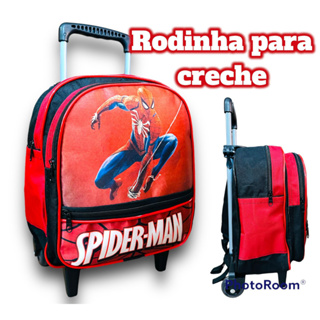 Mochila Escolar Infantil menino de Rodinha para creches - Homem Aranha em Oferta na Shopee