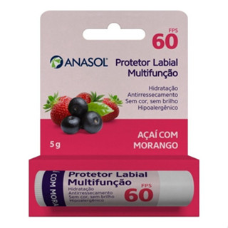 Anasol Protetor Labial Multifunção Fps 60 Açaí C/ Morango 5g