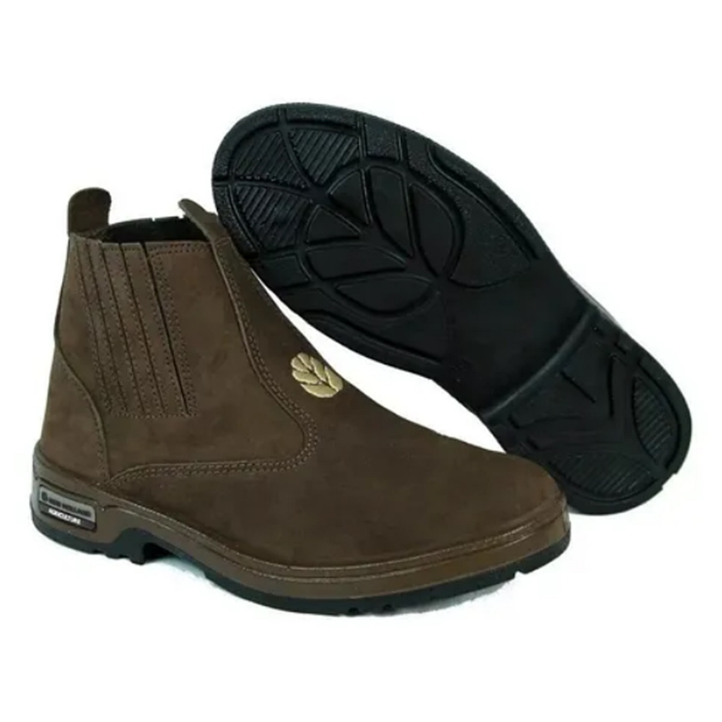 BOTA BOTINA NEW HOLLAND CHOCOLATE NOBUCK UNISSEX ORIGINAL TRABALHO COURO