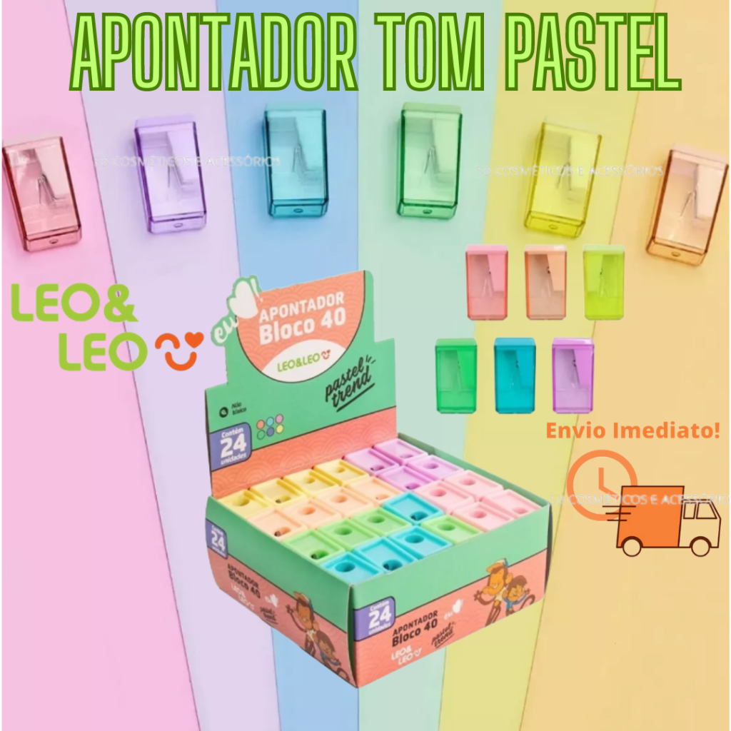 Apontador com Depósito Cores Pastel - Leo & Leo em Oferta na Shopee