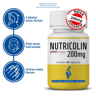 Nutricolin 200mg 30 CPS - Silício Orgânico, com selo de autenticidade - ( Vitamina para Crescer Cabelo, Pele, Unha, Colágeno, Elastina, Queratina, Hair, Antiqueda )