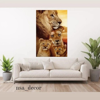 Quadro Decorativo Sala Quarto Escritório Família Leões e Filhotes Peça ùnica em Oferta na Shopee