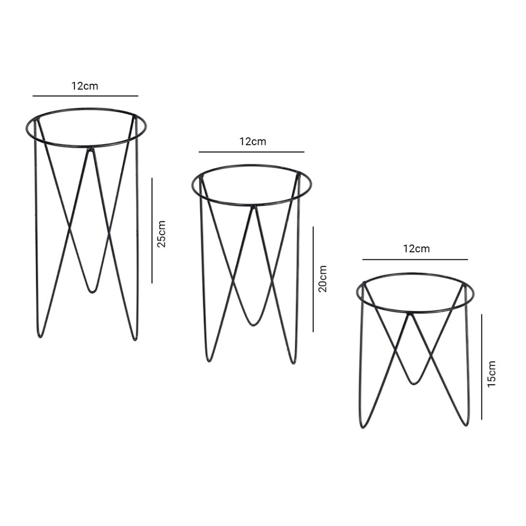 Suporte Tripé Vasos e Plantas Jardim Kit com 3 Peças