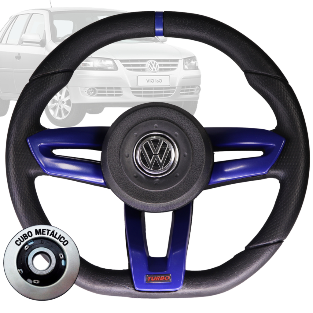 Volante Esportivo Azul Vw Gol Polo Novo Voyage Jetta Spacefox Crossfox G5 Volcano