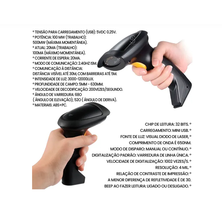 Leitor De Código Barras Sem Fio Com Suporte Automatico Boleto Lm800 — imagem 2 de 2