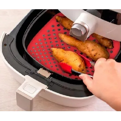 Tapete Air Fryer Protetor Silicone Para Fritadeira Universal Não Gruda - Redondo / Quadrado