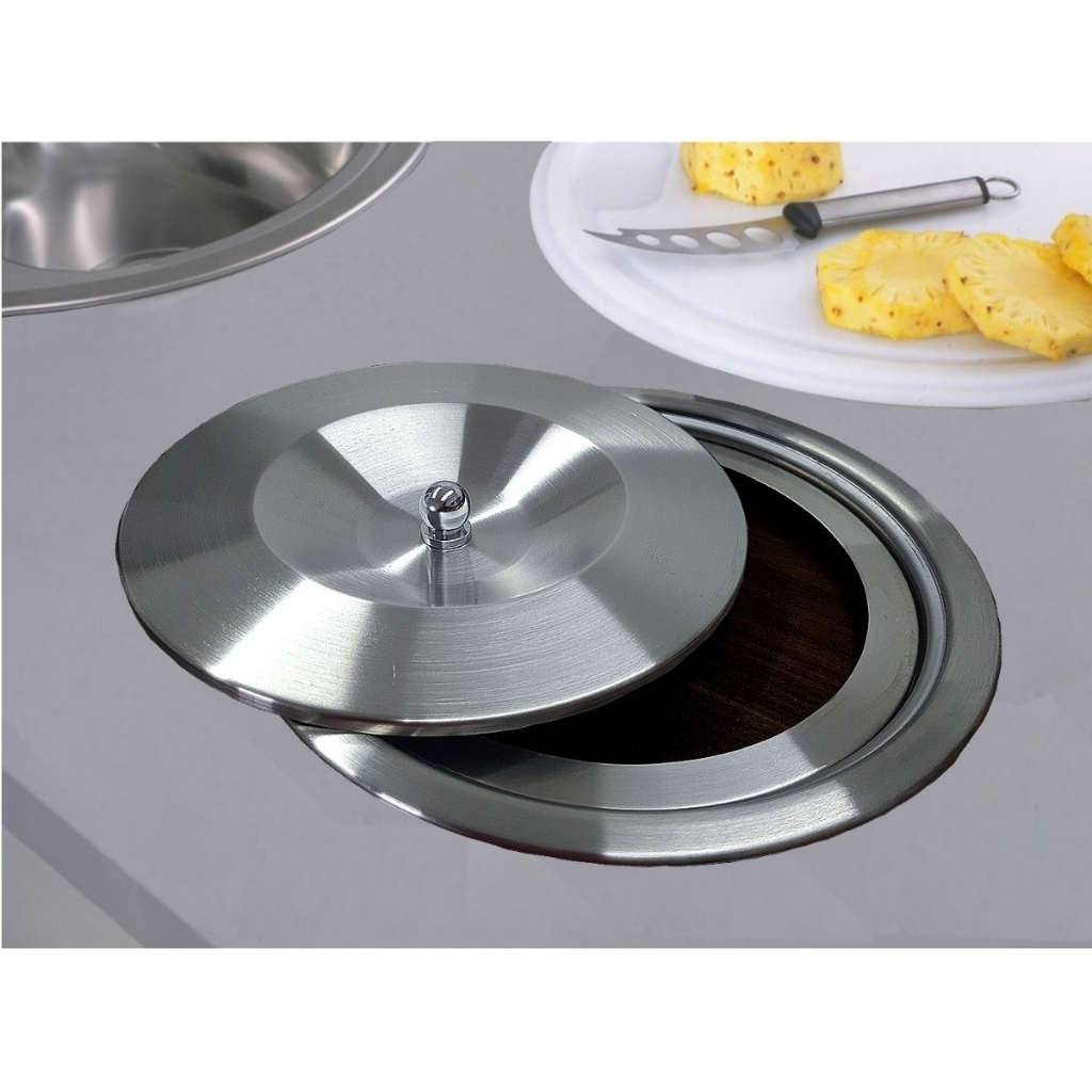 Lixeira de embutir Inox cozinha pia no granito 5 litros gourmet luxo