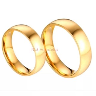 Par Aliança de Casamento Ouro 18k Banho 6mm Noivado