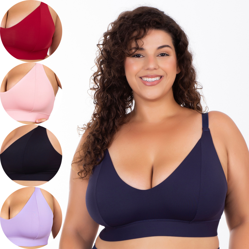 Kit 03 Sutiã Plus Size Reforçado Lingerie Feminino Sem Bojo Microfibra Alça Sustentação Atacado em Oferta na Shopee