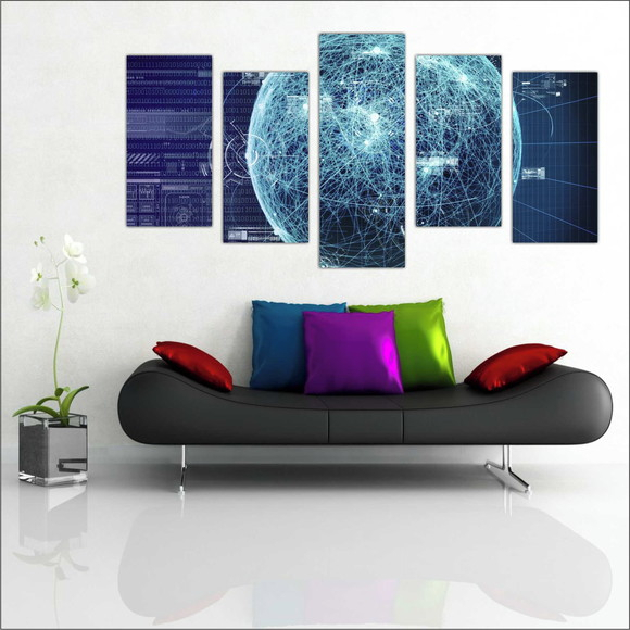Quadros Decorativo Mosaico 5 peças Sala Quarto Mdf Alta Resolução Full HD Informática Eletrônica