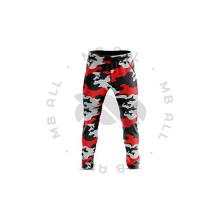 Calça Jogger cargo camuflada vermelha ideal para pescas e trilhas