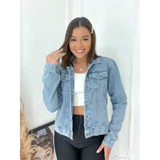 Jaqueta Jeans Feminina Botão Encapado 2023