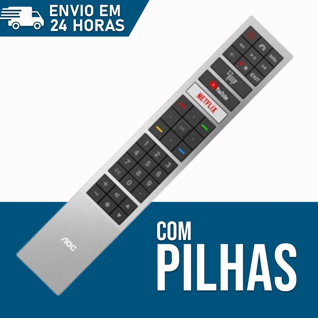 Controle Remoto TV AOC SMART 4K LED - Youtube Netflix Com Pilhas