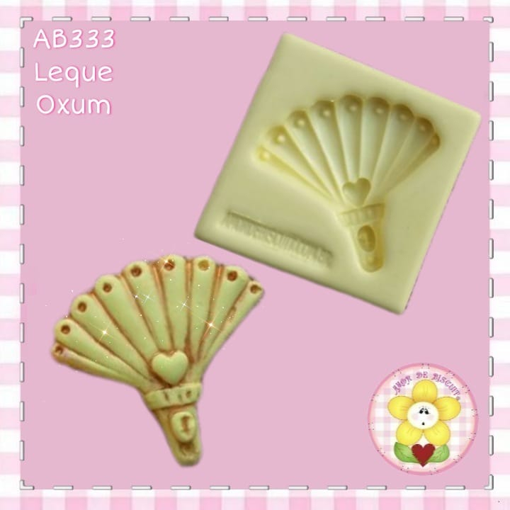 Leque Orixá Oxum AB333 Molde de silicone -  biscuit, apliques, enfeites, velas, resina, gesso, porcelana fria, sabonetes, bijuterias.