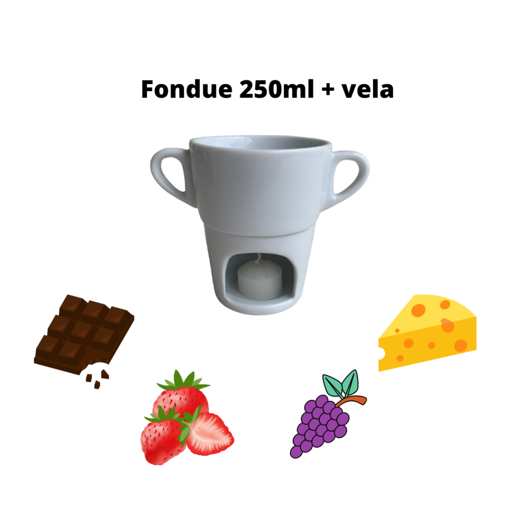 Aparelho Fondue de Porcelana Branca 250ml - Delicie-se com Fondue de Chocolate e Queijo