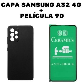 Capa Capinha Aveludada + Película Cerâmica 9D Celular Samsung Galaxy A32 4G