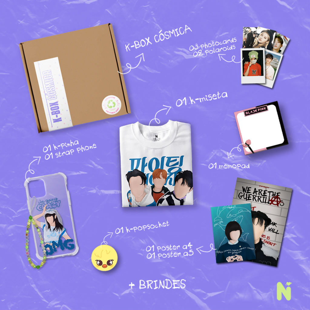 K-BOX Cósmica K-Pop e Doramas Random Box Kit Combo