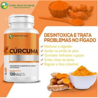 Cúrcuma  Longa Floral Ervas 120 Cápsulas 500 mg Açafrão Tumérico Açafrão Índia