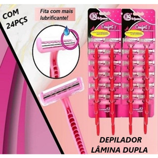 Aparelho Feminino Para Depilação Conforte 2 Barbeador Depilador Descartável Com 2 lâmina Com Fita Lubrificante Cartela 12 E 24 Unidadesq