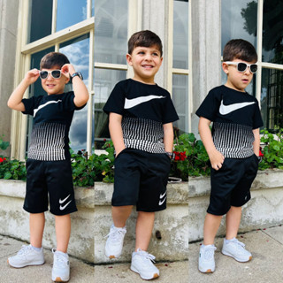 Kit de 2 peças Conjunto Infantil Masculino Roupa De Criança Para Menino Camiseta e Bermuda