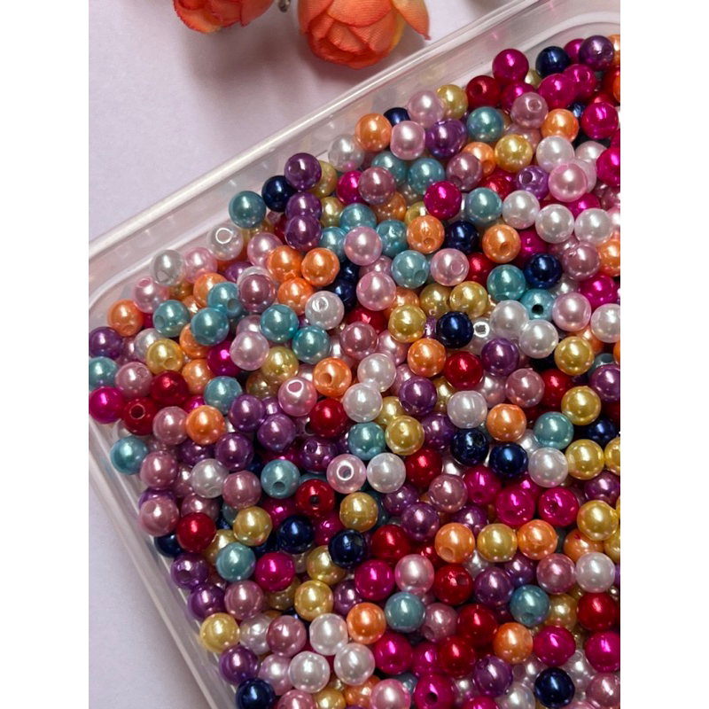 Pérola Abs Colorida 08 Mm 100Gramas  Micanga Bola Artesanato em Oferta na Shopee