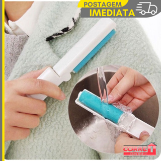 Mini Rolo Tira Pelos Cabelos Fiapos Lavável Reutilizável Portátil em Oferta na Shopee