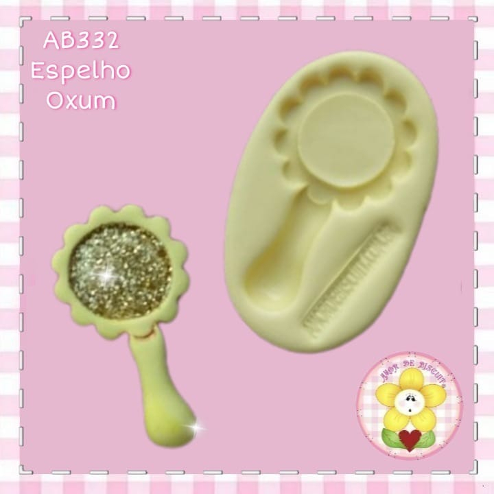 Espelho Orixá Oxum AB332  Molde de silicone -  biscuit, apliques, enfeites, velas, resina, gesso, porcelana fria, sabonetes, bijuterias.