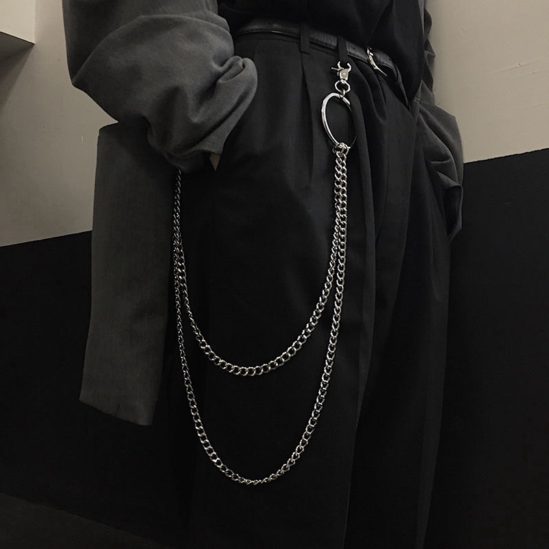 Corrente Dark Longa - Corrente Multicamadas Argola Corrente de calça moda Punk Rock moda coreana