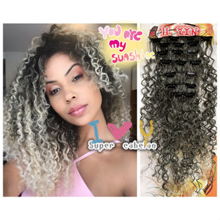 7 kits F1b613C - Cabelo tic tac afro crespo cacheado preto com mechas luzes ombre hair loiro platinado 100gramas promocao