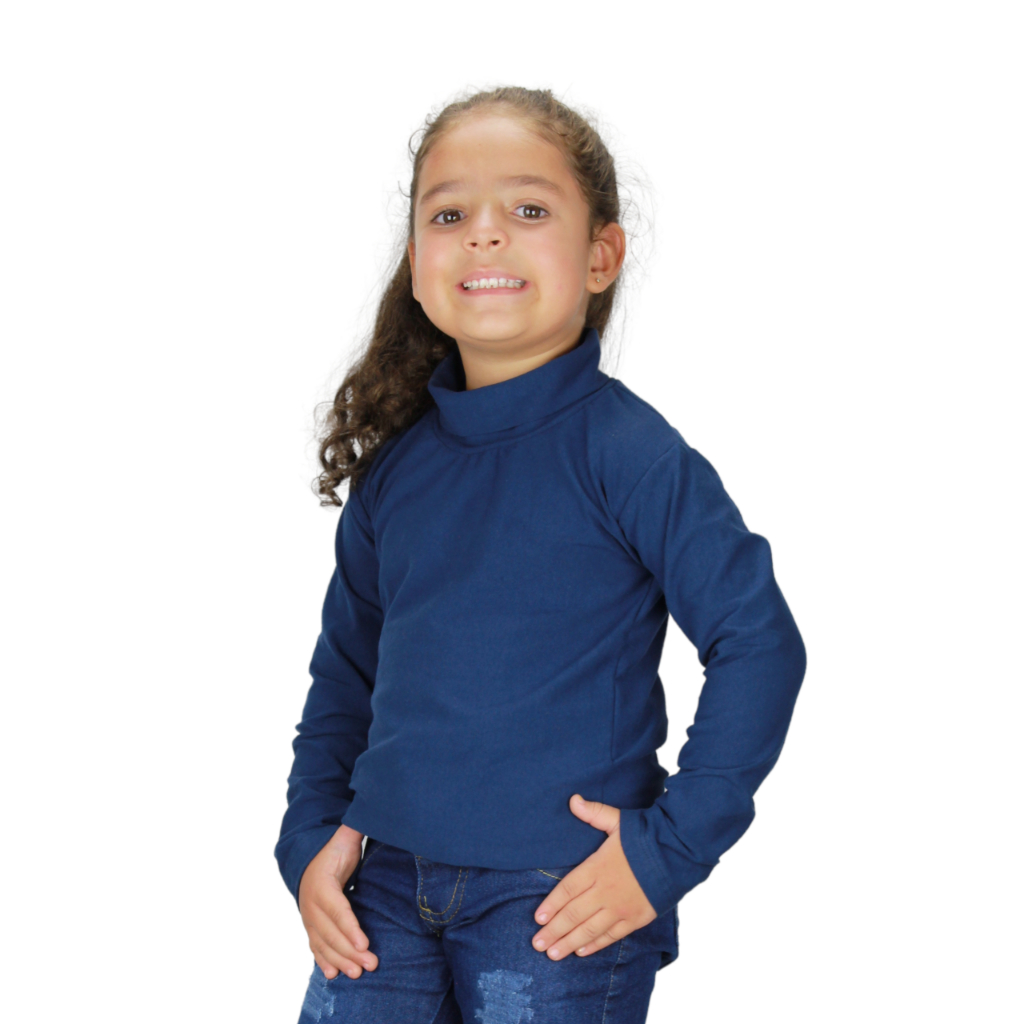 Blusa Cacharrel Juvenil Menina Gola Alta manga longa 10 a 16 anos