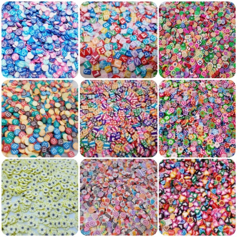 Mini aplique fatiado para unhas slimes resina e artesanatos 5gr aprox. 200 unidades em Oferta na Shopee