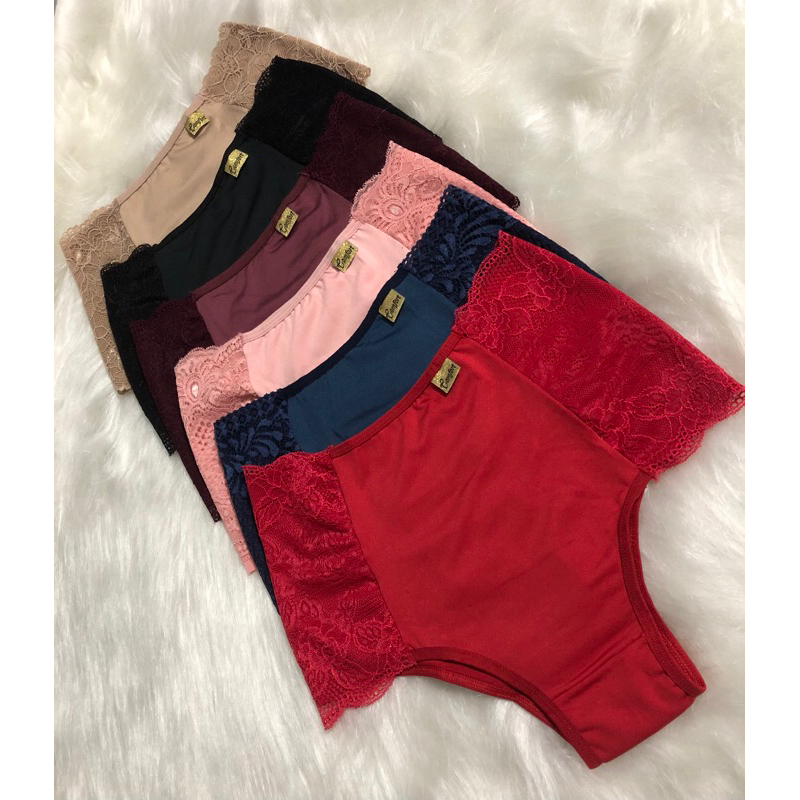 Kit 5 peças Calçola com renda na lateral conforto com forro 100% Algodão em Oferta na Shopee