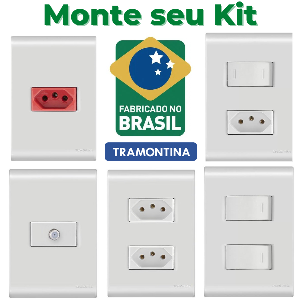 Tomadas Interruptores Tramontina Liz branca Módulos 10A/20A