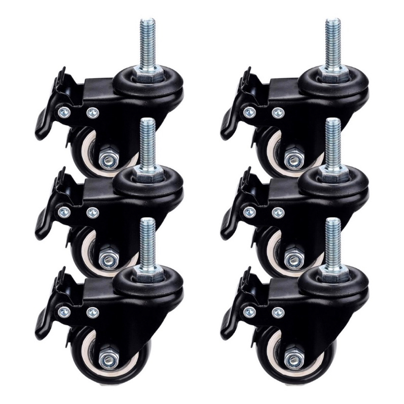 Rodinhas Kit 6 Rodizios Para Moveis Pesados Roda 50mm Com Freio e Trava Tipo Parafuso Suporta 840KG em Oferta na Shopee