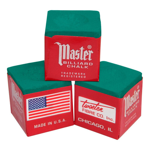 Giz Master Verde Escuro Claro Original Profissional Para Taco de Sinuca Bilhar 3 unidades Snooker