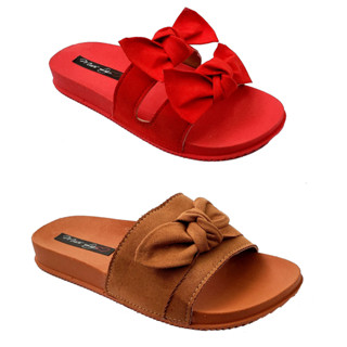 Kit 2 Pares Chinelo Sandália Slide Um Laço + Pala Dois Laços Feminino