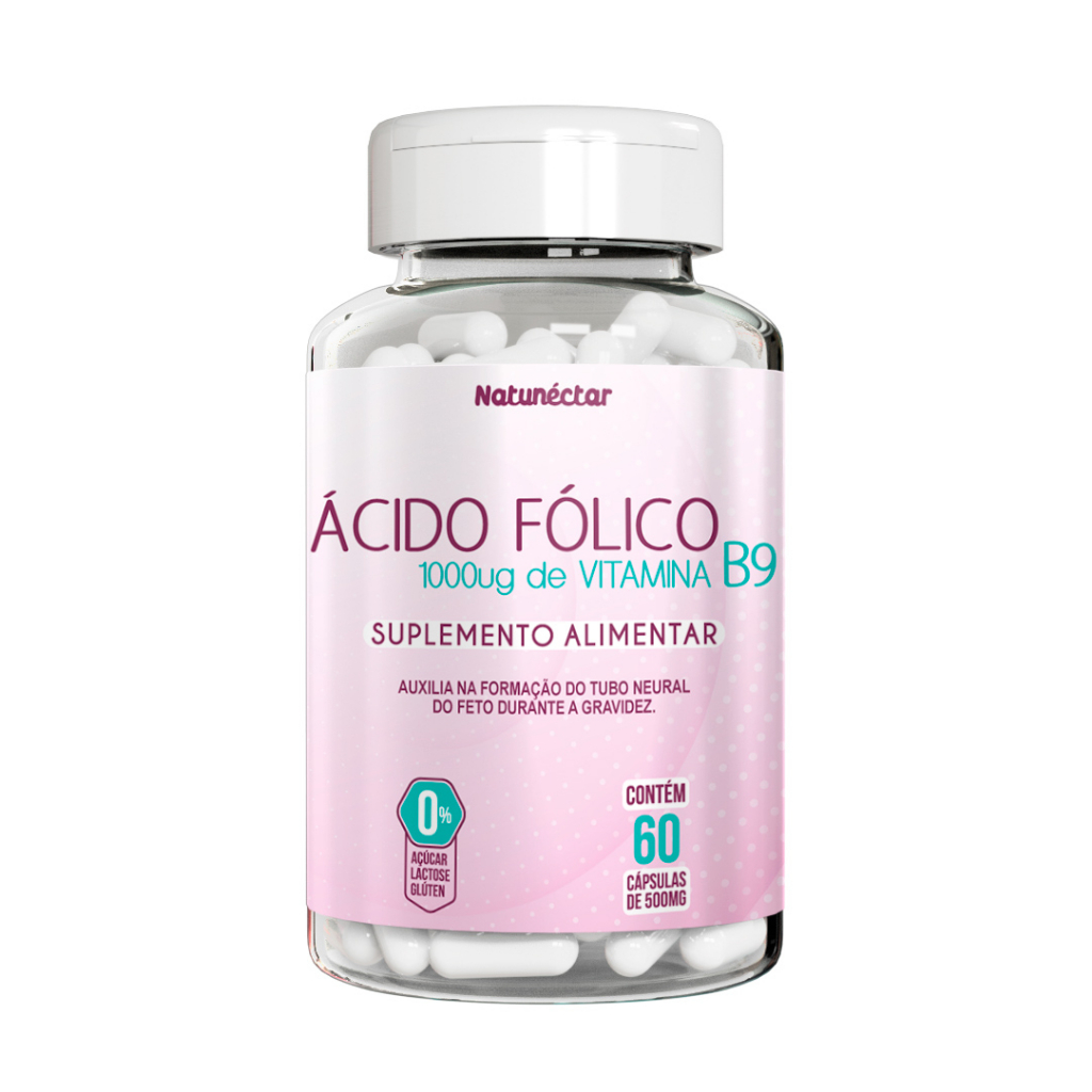 Ácido Fólico Vitamina B9 1000mcg - 60 cápsulas Natunéctar