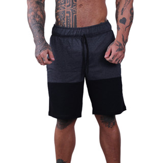 Bermuda Masculina Moletom MXD Conceito Grafite e Preto Academias Esportivas Casuais Bolso Lateral Varejo/Atacado