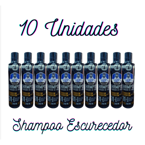 KIT 10 UNIDADES Shampoo Escurecedor Redutor Gradual Cabelo E Barba Branca Black Premium
