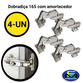 Kit 4 Dobradiça 165 Grau com amortecedor Curva ou reta