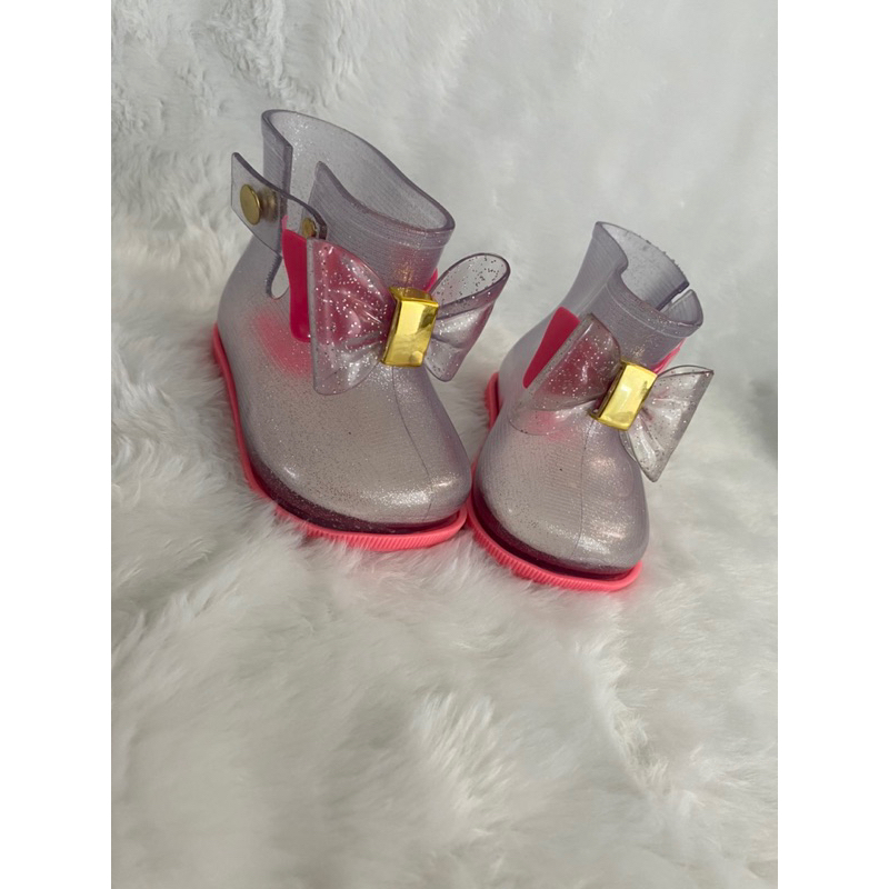 Bota Galocha Botinha Infantil Feminina Bebê Menina Impermeável Com Laço