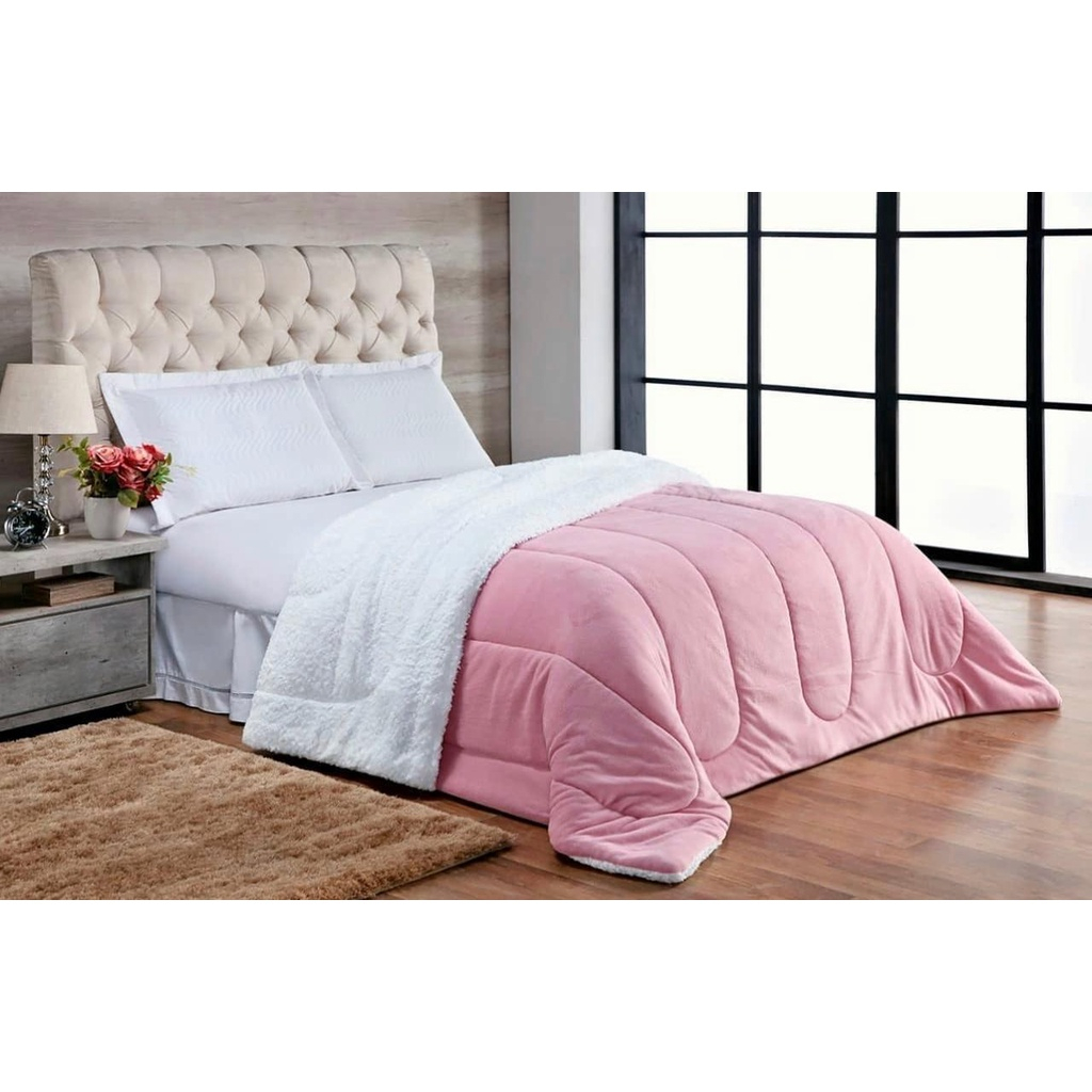 Cobertor Coberdrom Pele De Carneiro Casal Queen Sherpa DuplaFace Top Inverno Frio Oportunidade