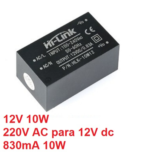 Fonte hi-link 12V 830mA HLK-10M12 Hi-link 10W