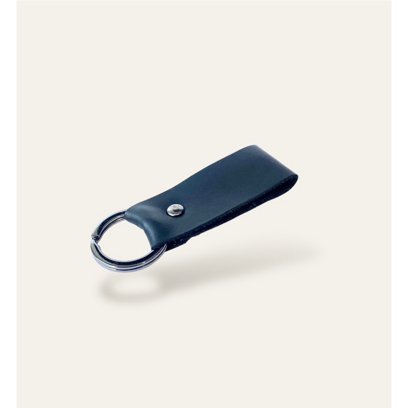 Chaveiro de Couro Legítimo Preto e Aço