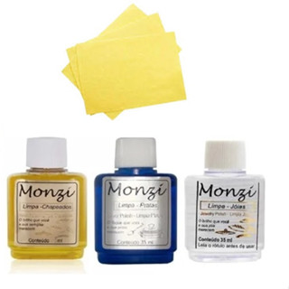 KIT MONZI 35 ML + 3 UNIDADES DE FLANELA MÁGICA PARA LIMPEZA DE JOIAS