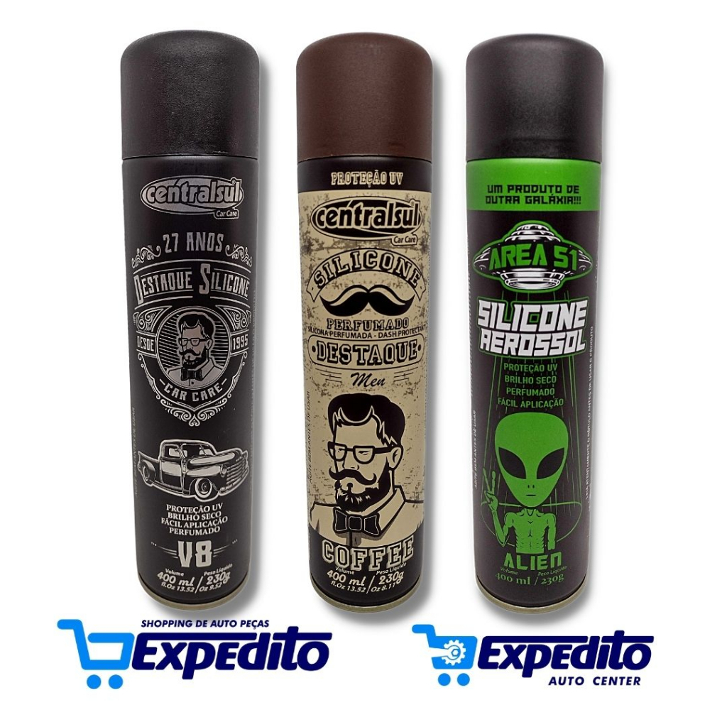 Silicone Aerossol Perfumado Men Alien V8 para Carros Centralsul 400ml
